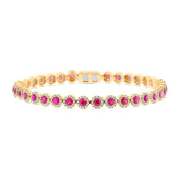 1.28ct Diamond & 3.65ct Ruby 14k Yellow Gold Bracelet